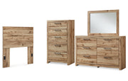 Hyanna Twin Panel Headboard with Mirrored Dresser and Chest