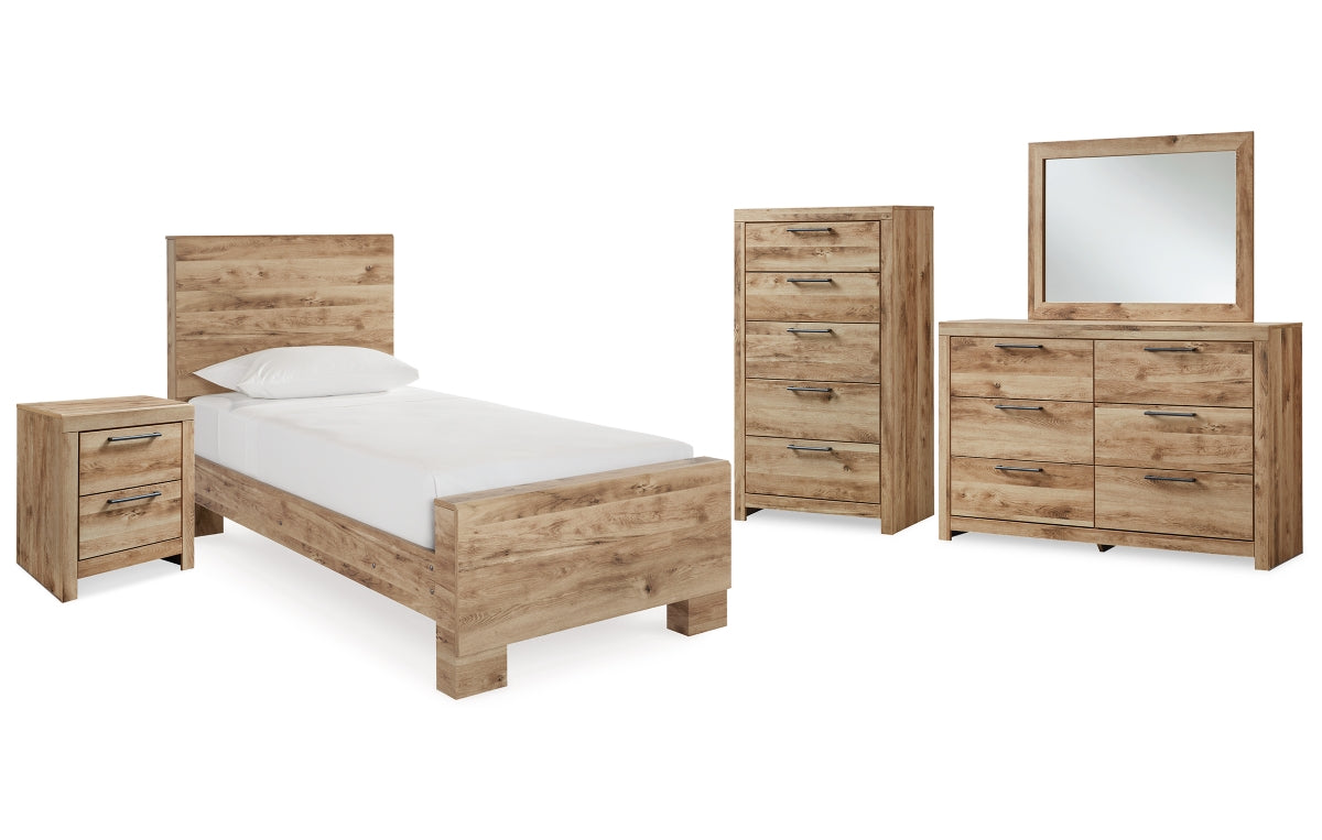 Hyanna Twin Panel Bed, Dresser, Mirror, Chest and Nightstand