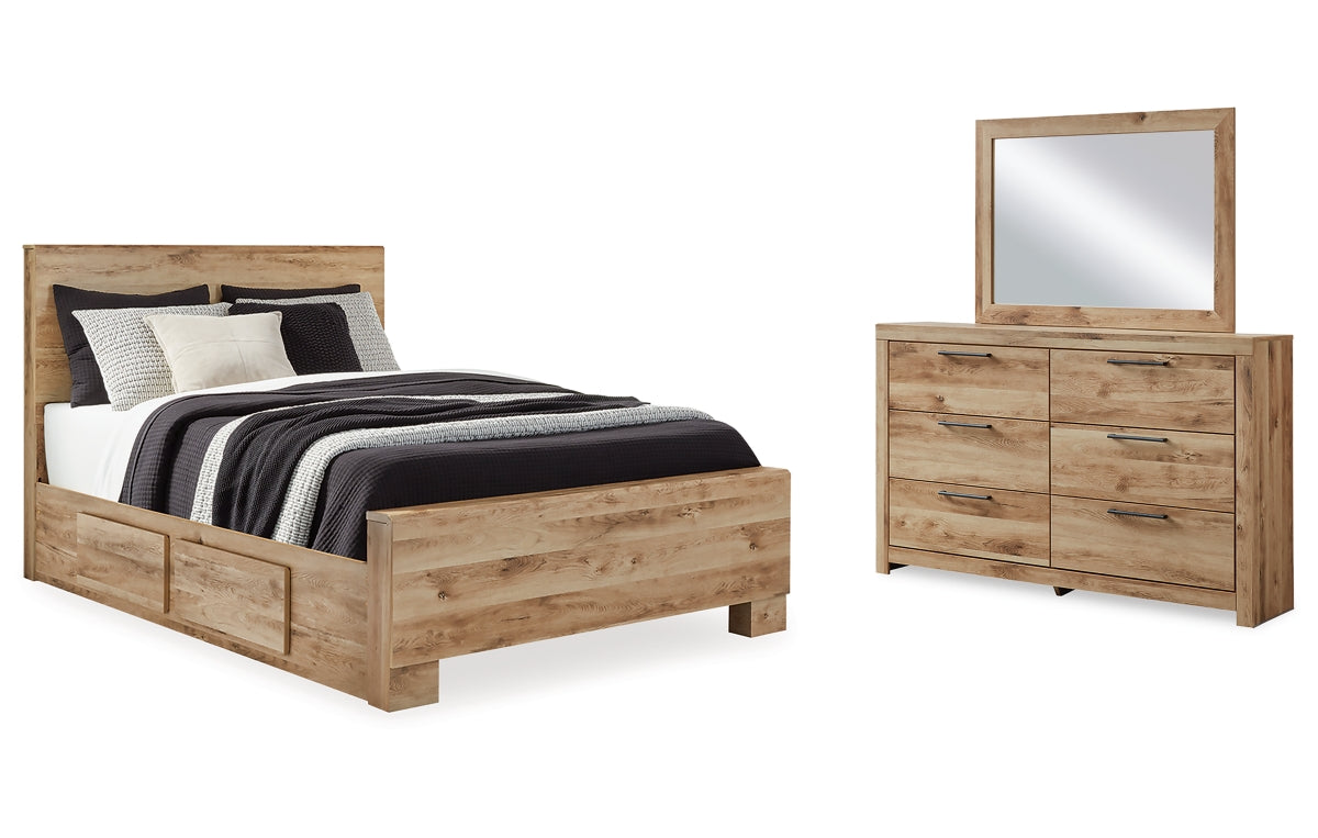 Hyanna Queen Panel Bed with 2 Side Storage, Dresser and Mirror