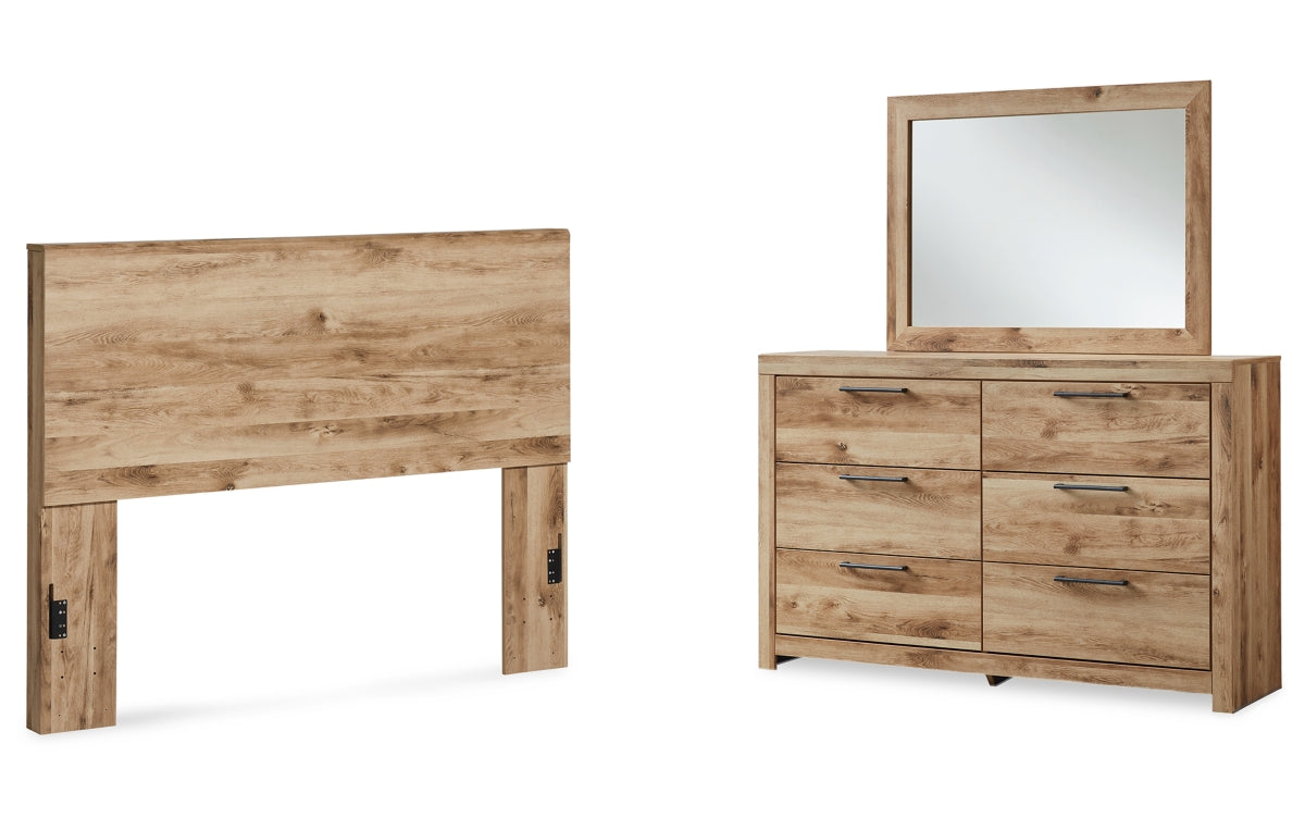 Hyanna Queen Panel Headboard with Mirrored Dresser