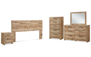 Hyanna King Panel Headboard with Mirrored Dresser, Chest and Nightstand