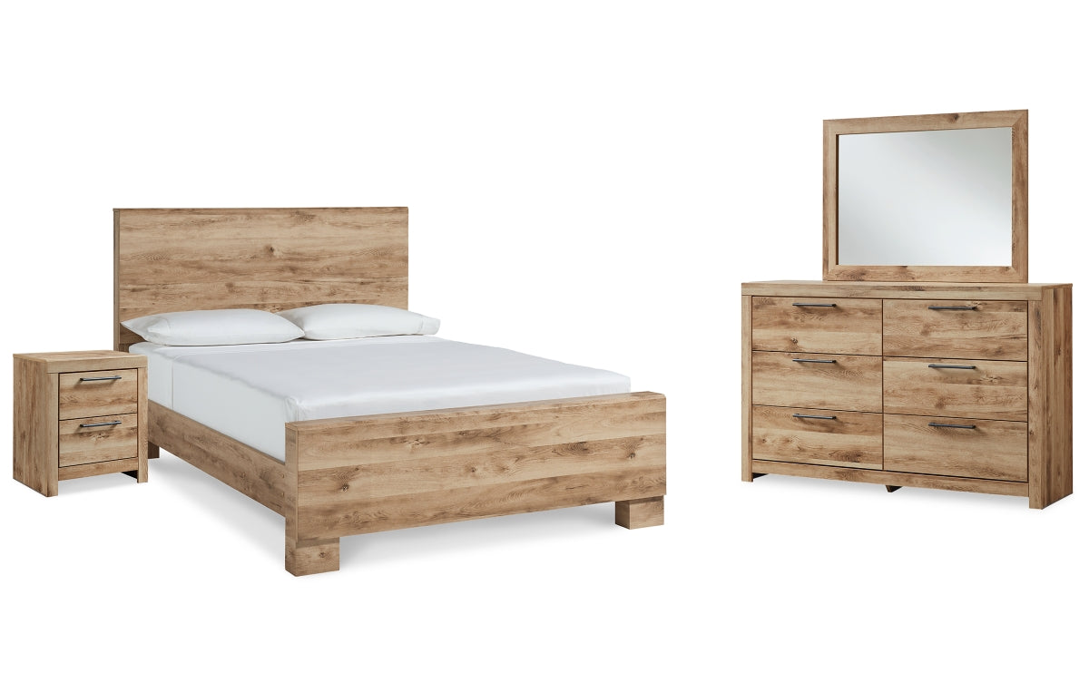 Hyanna King Panel Bed, Dresser, Mirror and Nightstand