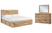 Hyanna King Panel Storage Bed with Mirrored Dresser