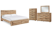 Hyanna King Panel Storage Bed, Dresser, Mirror and Chest