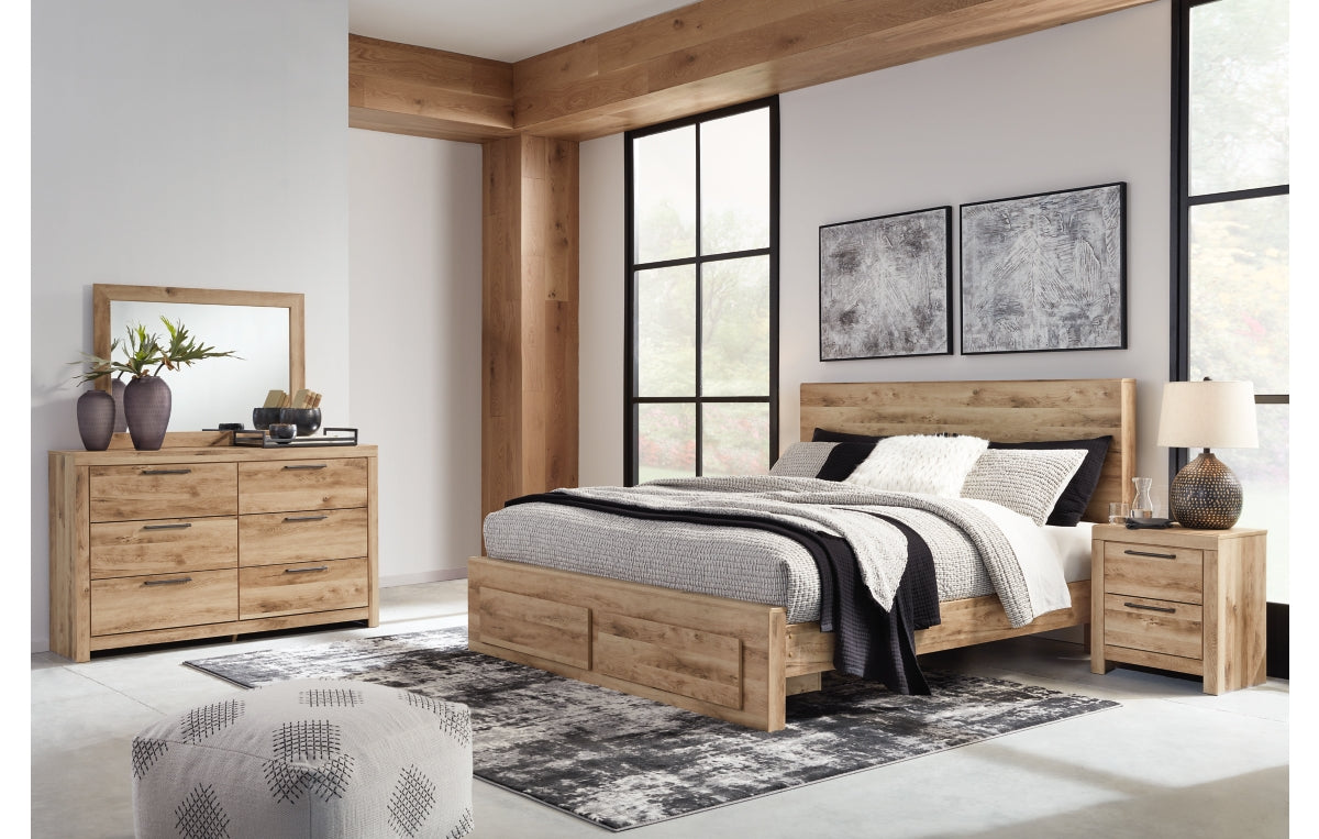 Hyanna King Panel Storage Bed, Dresser and Mirror