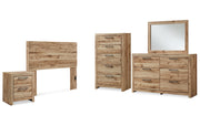 Hyanna Full Panel Headboard with Mirrored Dresser, Chest and Nightstand