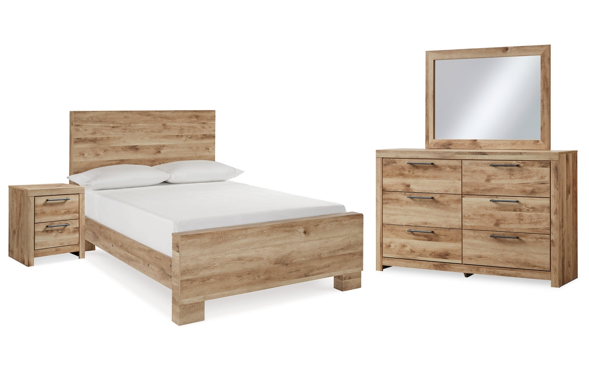Hyanna Full Panel Bed with Mirrored Dresser and Nightstand