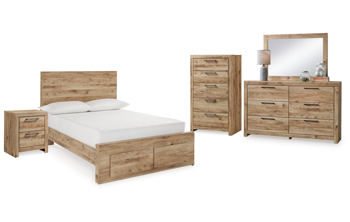 Hyanna Full Panel Storage Bed, Dresser, Mirror, Chest and Nightstand