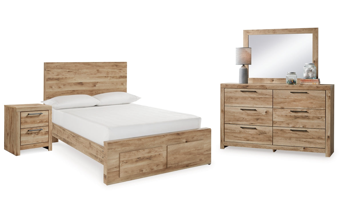 Hyanna Full Panel Storage Bed with Mirrored Dresser and Nightstand