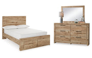 Hyanna Full Panel Storage Bed with Mirrored Dresser