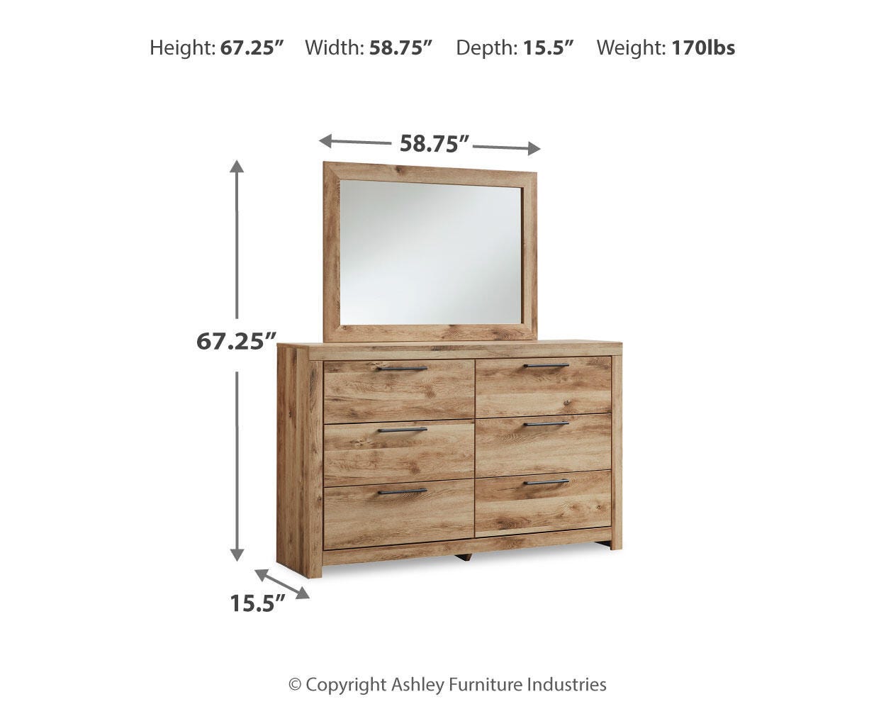Hyanna King Panel Bed, Dresser, Mirror and Nightstand