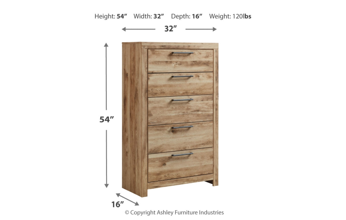 Hyanna Full Panel Bed with 2 Side Storage, Dresser, Mirror, Chest and Nightstand