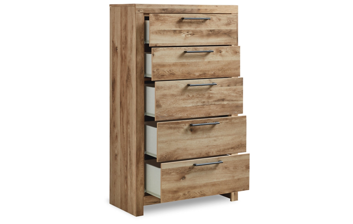 Hyanna Twin Panel Bed with Storage with Mirrored Dresser, Chest and Nightstand