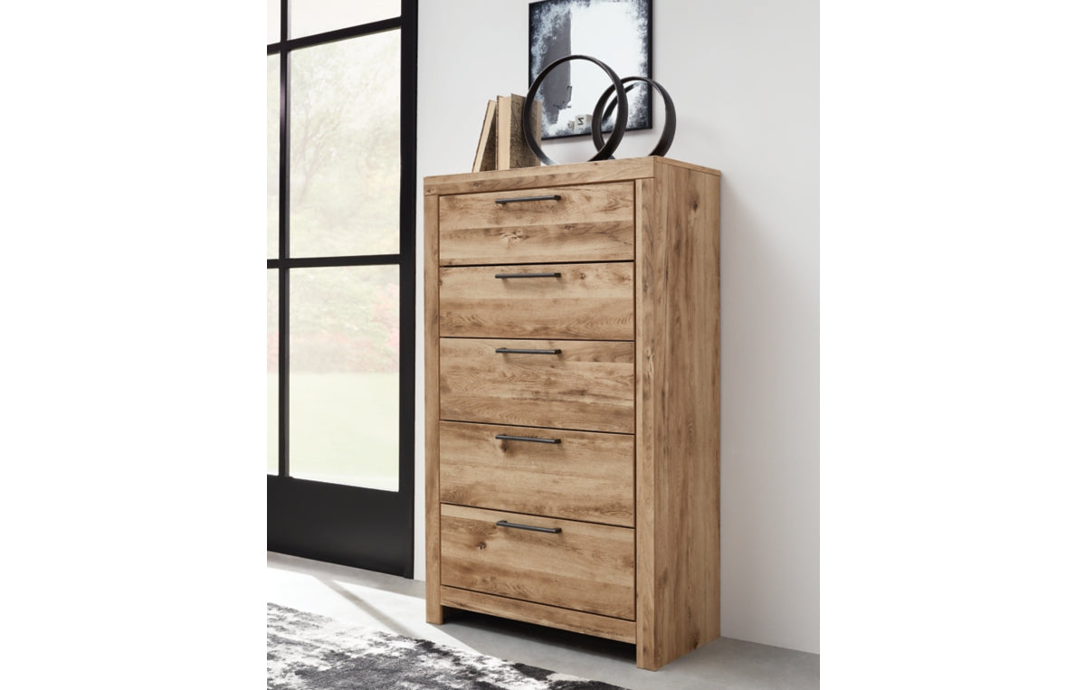 Hyanna Full Panel Bed with 2 Side Storage, Dresser, Mirror, Chest and Nightstand