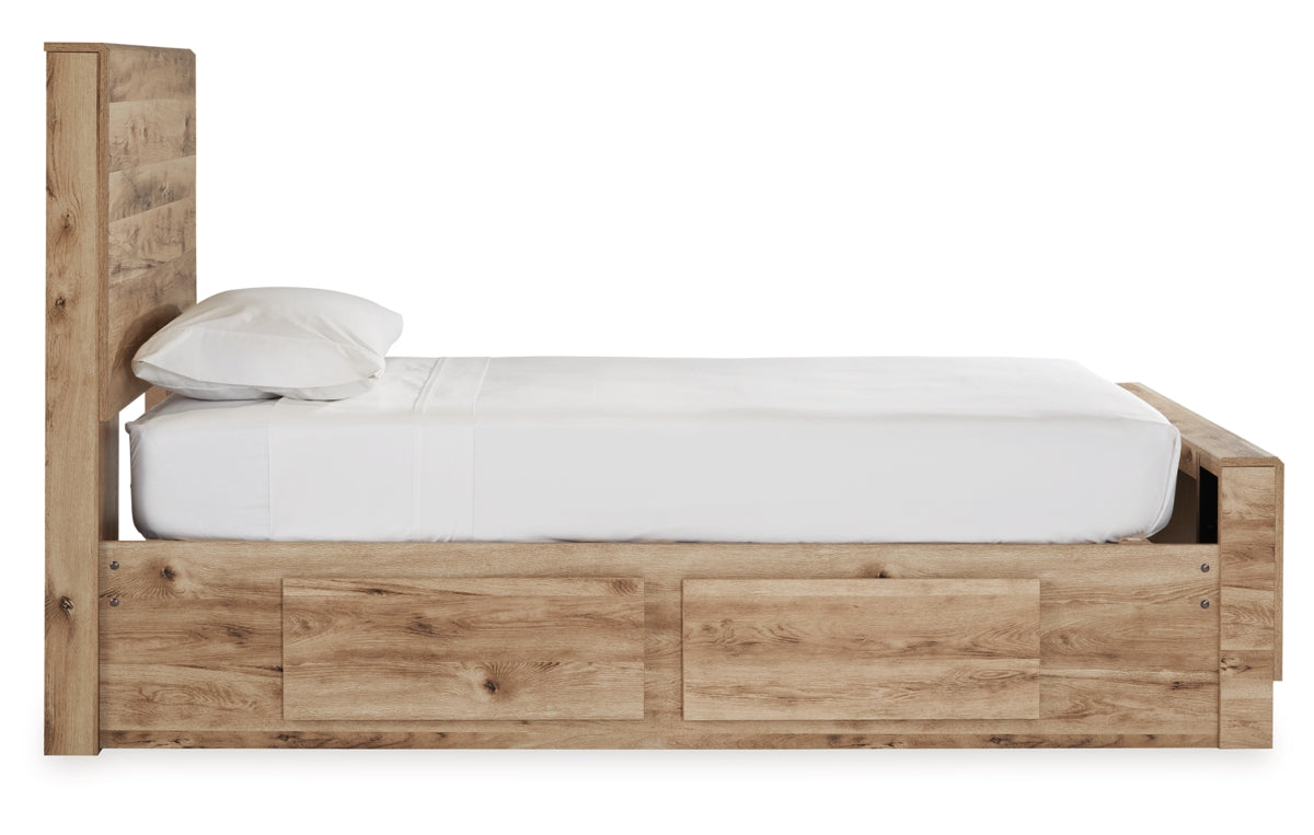 Hyanna Twin Panel Bed with Storage with Mirrored Dresser and Nightstand
