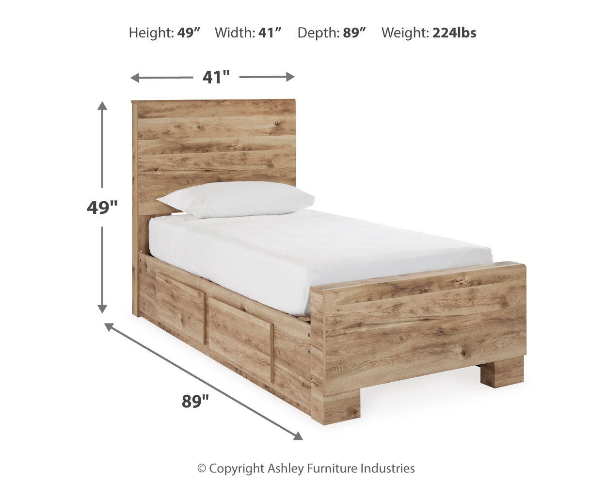 Hyanna Twin Panel Bed with 2 Side Storage, Dresser, Mirror, Chest and Nightstand