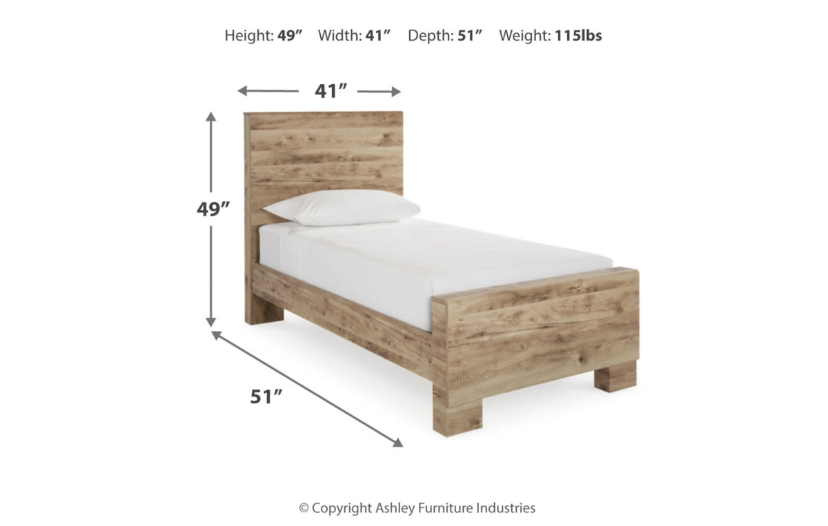 Hyanna Twin Panel Bed with Mirrored Dresser