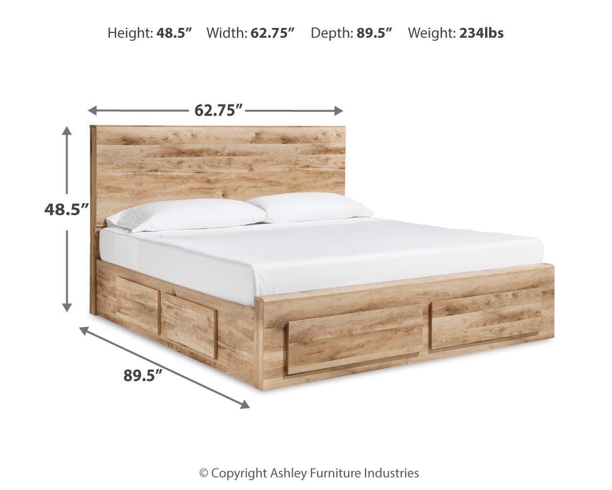 Hyanna Queen Panel Storage Bed with 1 Under Bed Storage Drawer, Dresser, Mirror and Nightstand
