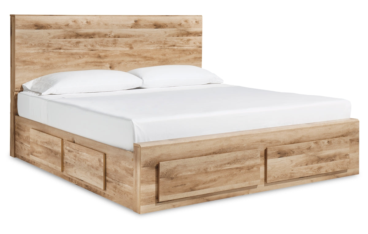 Hyanna Queen Panel Storage Bed with 1 Under Bed Storage Drawer, Dresser, Mirror, Chest and Nightstand