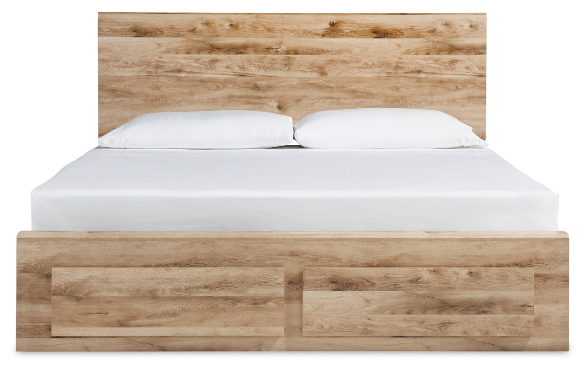 Hyanna Queen Panel Storage Bed with 1 Under Bed Storage Drawer, Dresser, Mirror and Chest