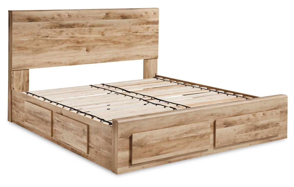 Hyanna Queen Panel Storage Bed with 1 Under Bed Storage Drawer, Dresser, Mirror, Chest and Nightstand