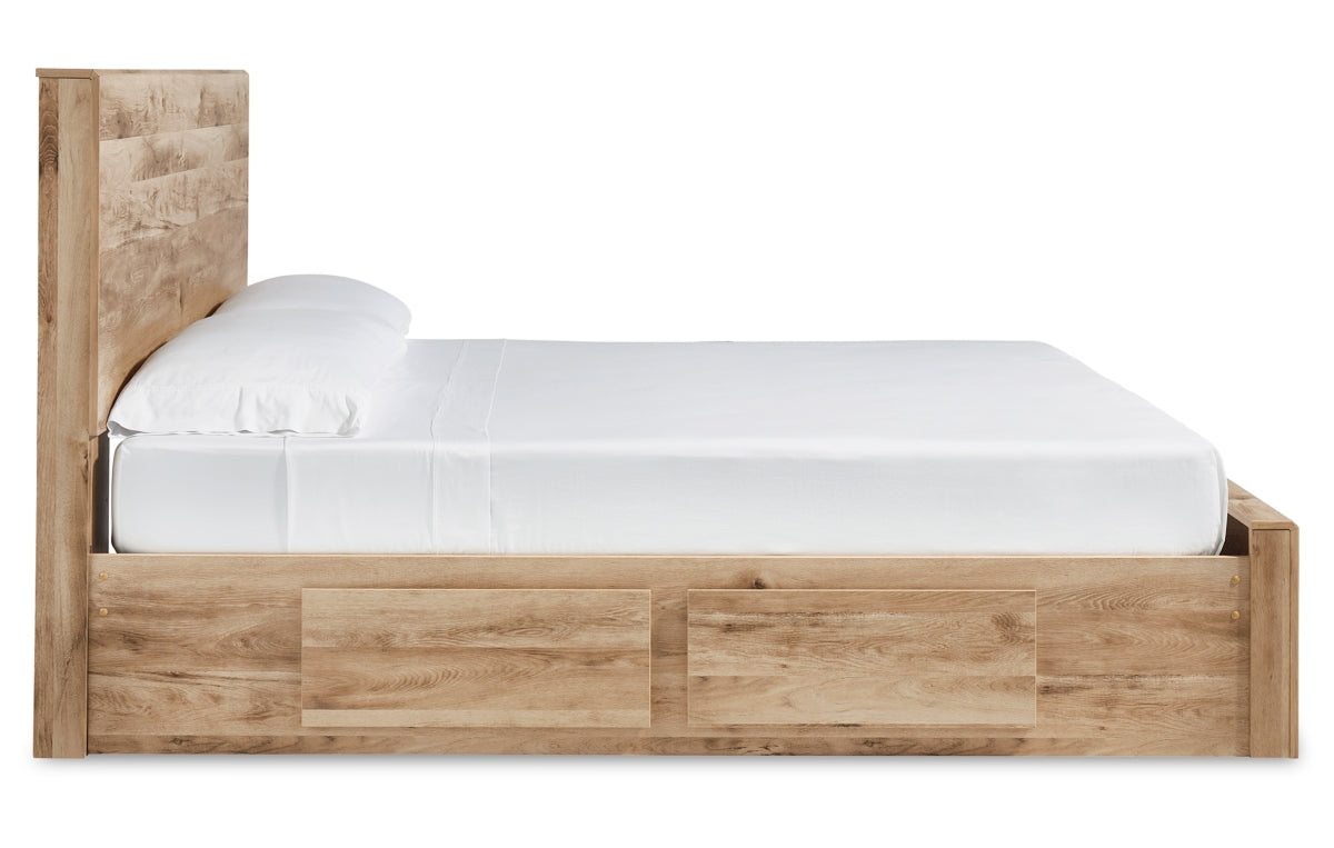 Hyanna Queen Panel Storage Bed with 1 Under Bed Storage Drawer, Dresser, Mirror, Chest and Nightstand