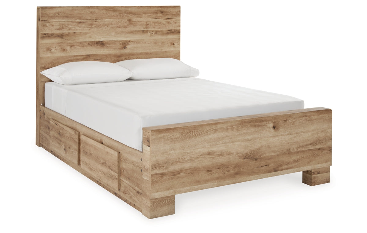 Hyanna Full Panel Bed with Storage with Mirrored Dresser, Chest and Nightstand