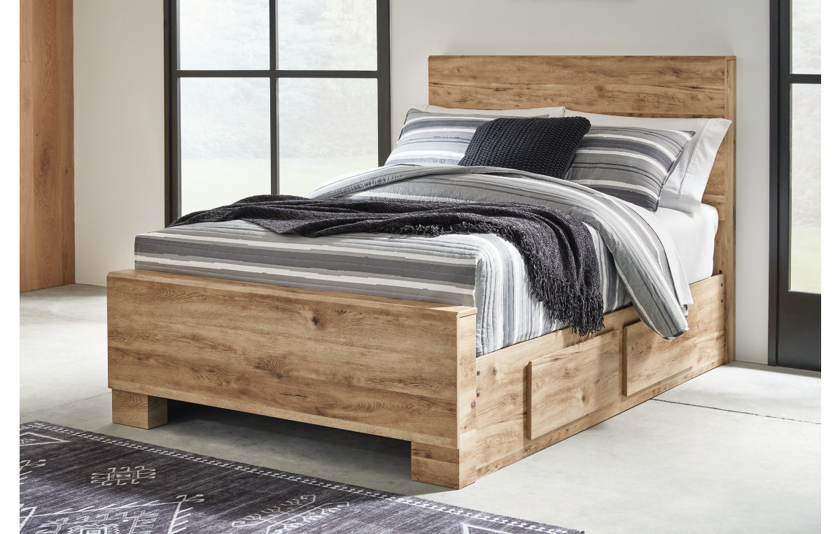 Hyanna Full Panel Bed with 2 Side Storage, Dresser, Mirror, Chest and Nightstand
