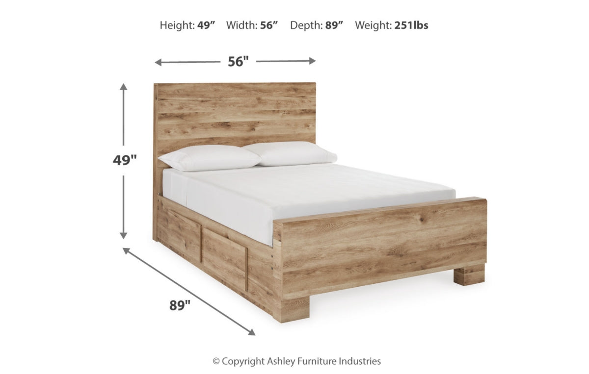 Hyanna Full Panel Bed with Storage with Mirrored Dresser, Chest and Nightstand
