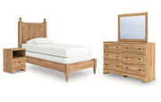Aleaport Twin Panel Bed with Mirrored Dresser and Nightstand