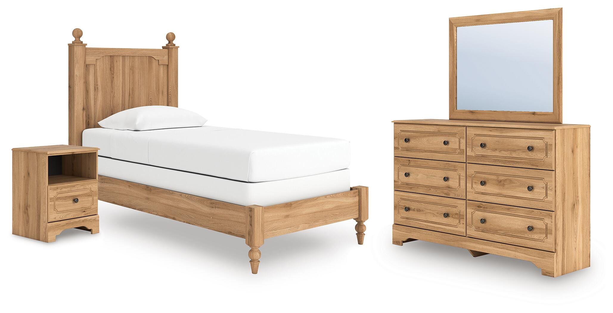 Aleaport Twin Panel Bed, Dresser, Mirror and Nightstand