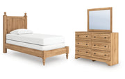 Aleaport Twin Panel Bed with Mirrored Dresser