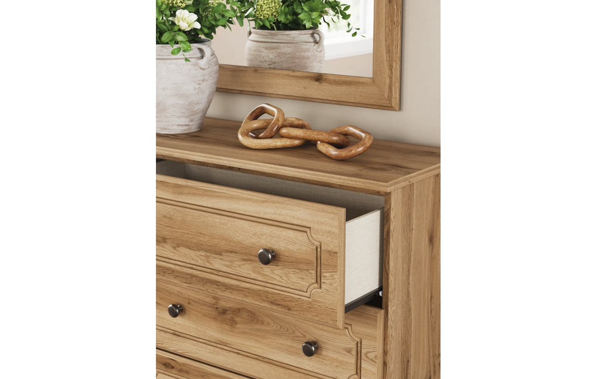 Aleaport King Panel Bed with Mirrored Dresser