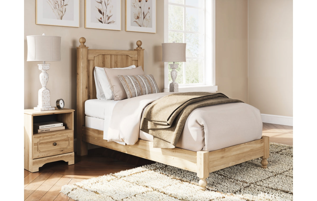 Aleaport Twin Panel Bed with Mirrored Dresser and Nightstand