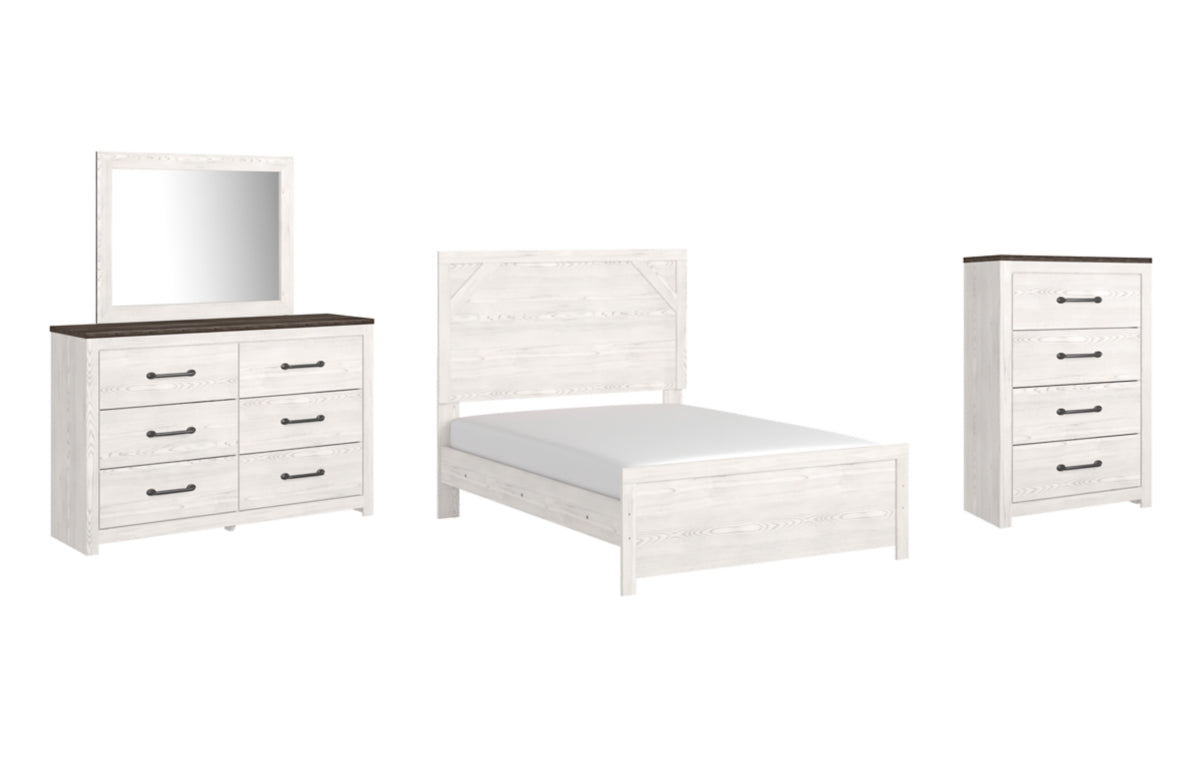 Gerridan Full Panel Bed with Mirrored Dresser and Chest