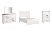 Gerridan Full Panel Bed with Mirrored Dresser and Chest