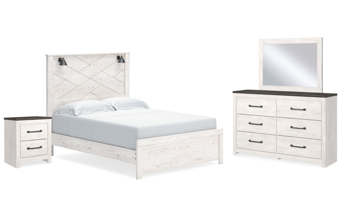 Gerridan Queen Panel Bed with Mirrored Dresser and Nightstand
