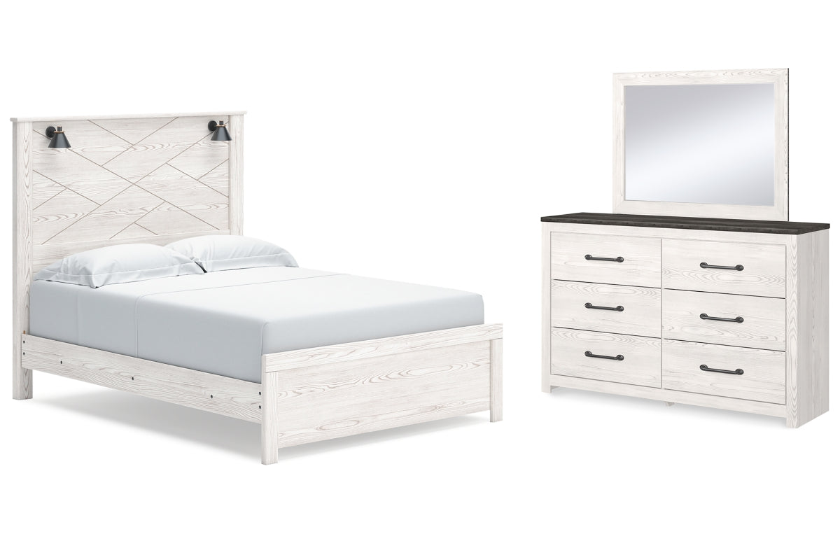 Gerridan Queen Panel Bed with Mirrored Dresser