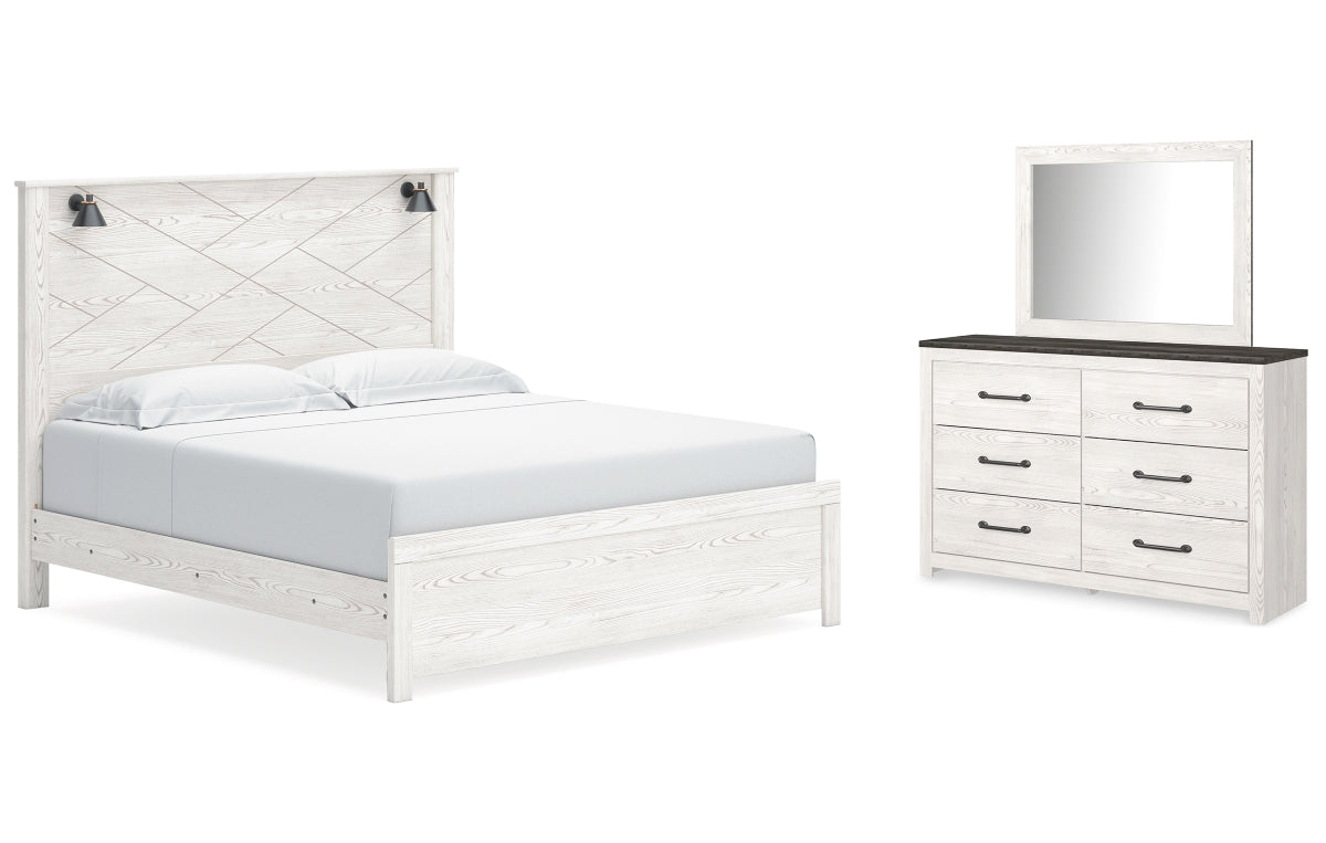 Gerridan King Panel Bed with Mirrored Dresser