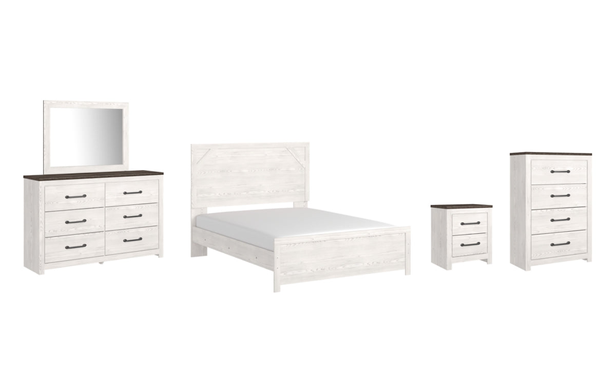 Gerridan Queen Panel Bed with Mirrored Dresser, Chest and Nightstand