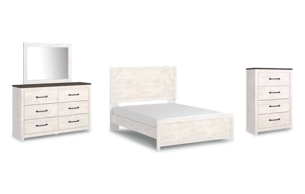 Gerridan Queen Panel Bed with Mirrored Dresser and Chest