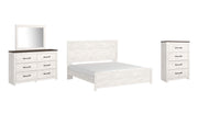 Gerridan King Panel Bed with Mirrored Dresser and Chest