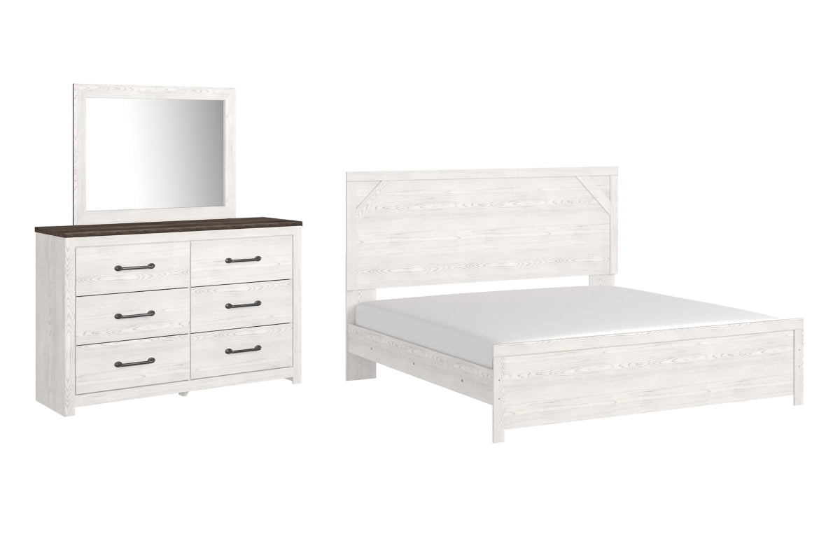 Gerridan King Panel Bed with Mirrored Dresser