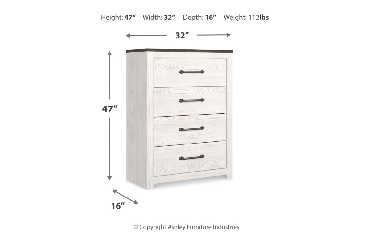 Gerridan King Panel Bed with Mirrored Dresser, Chest and Nightstand