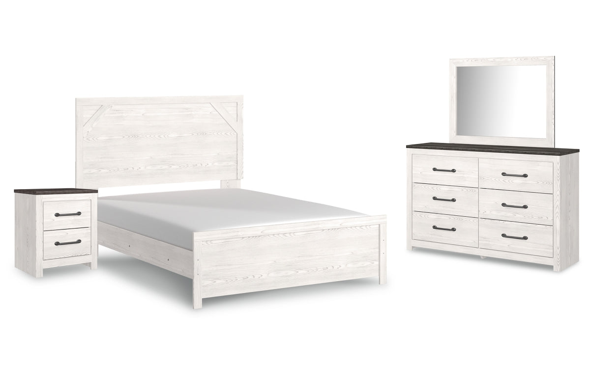 Gerridan Queen Panel Bed with Mirrored Dresser and Nightstand