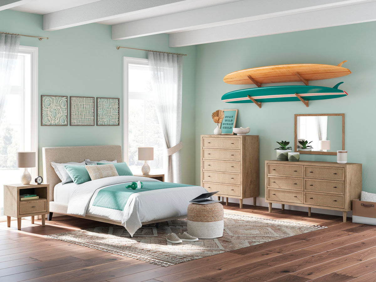Cielden Full Upholstered Bed with Roll Slats