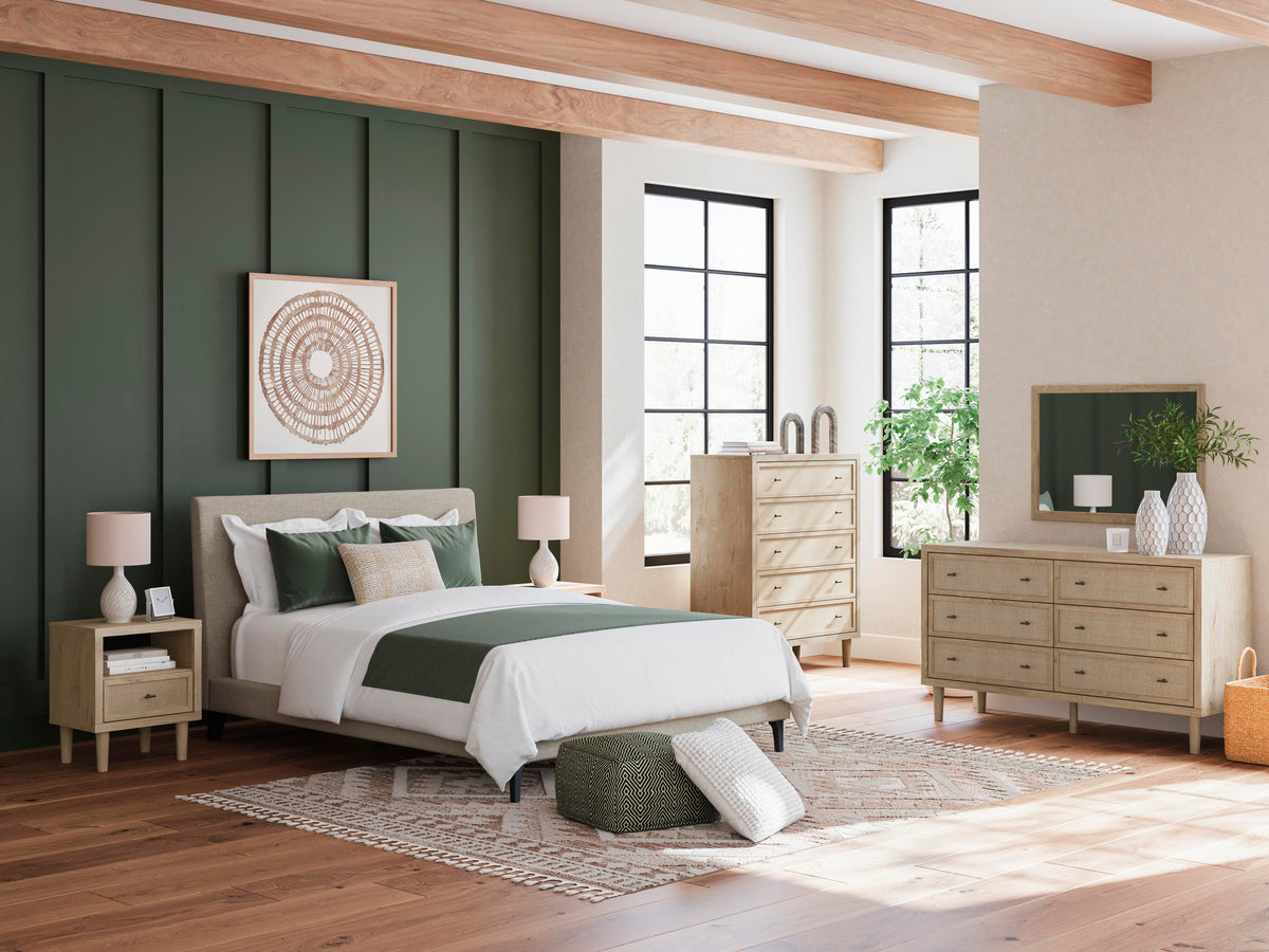 Cielden Queen Upholstered Bed with Roll Slats