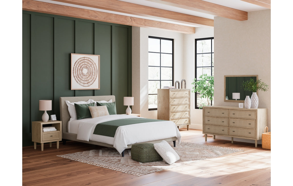 Cielden Queen Upholstered Bed with Roll Slats