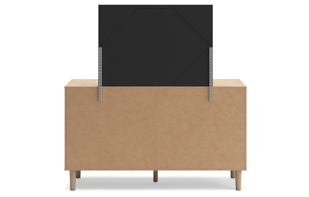 Cielden Queen Upholstered Bed with Roll Slats, Dresser, Mirror, Chest and Nightstand