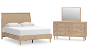 Cielden Queen Panel Bed with Mirrored Dresser